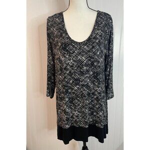 J. Jill Wearever Collection Womens Black & White Stretch Top Size L